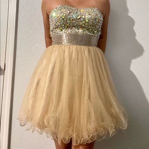 Aspeed short gold dress with gems